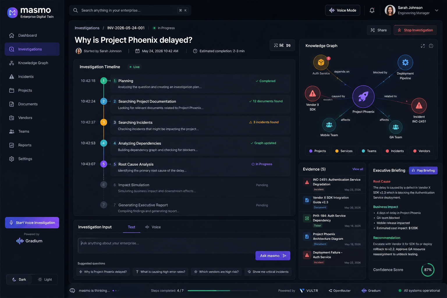 Masmo — Enterprise Investigation Agent preview